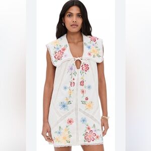 Free People Willow Floral Embroidered White Mini Dress